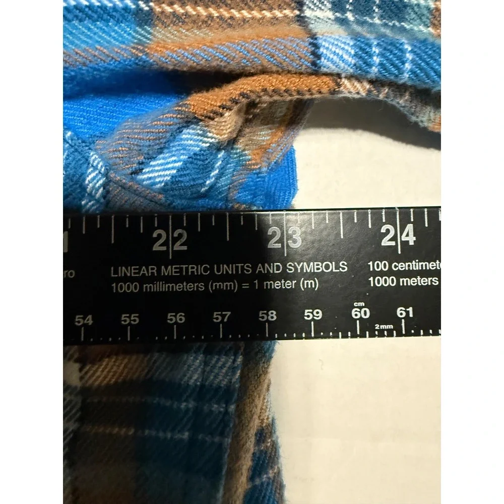 The North Face Flannel Shirt Mens XL Blue Brown Plaid Button Up